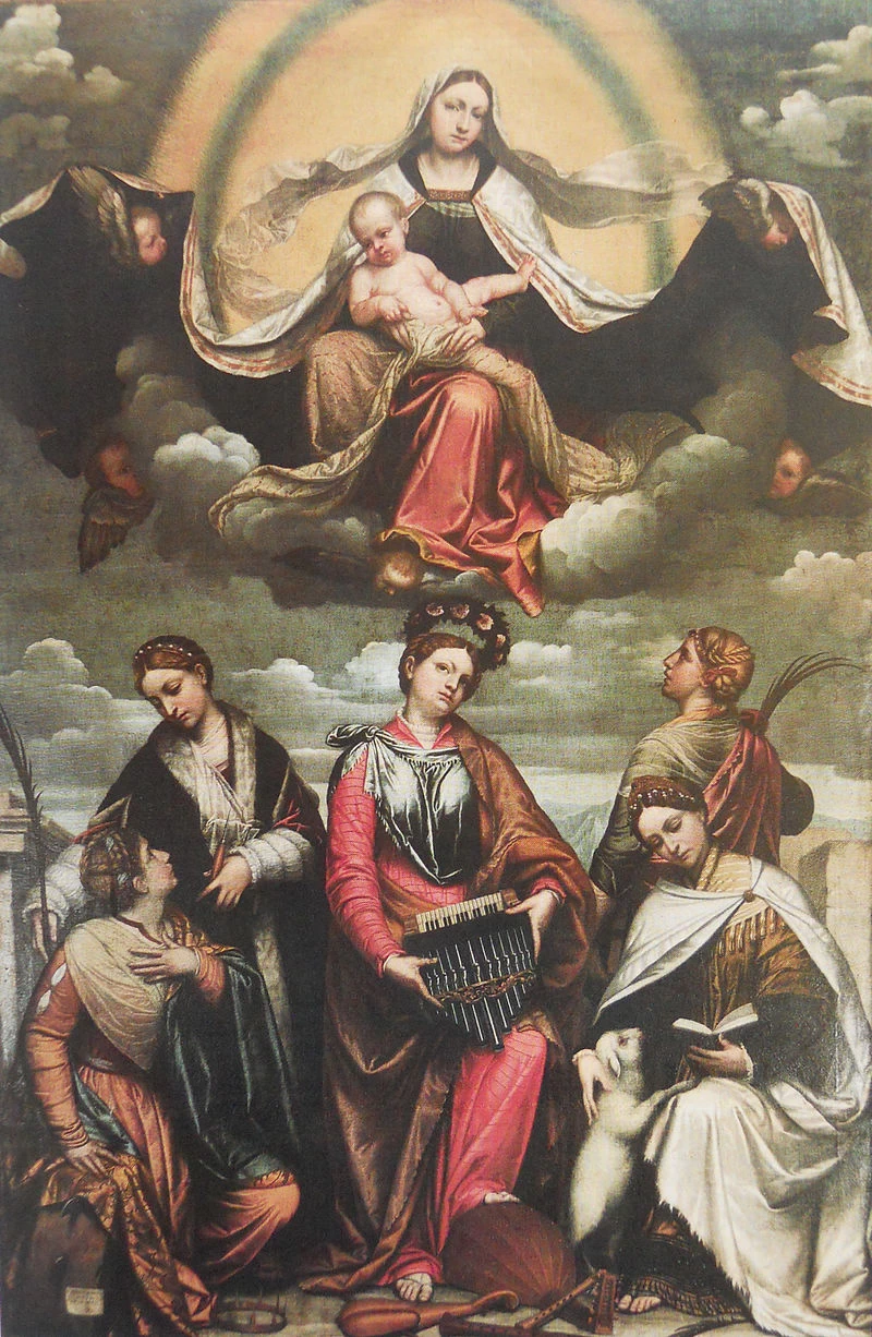 40-Madonna col Bambino in gloria con le sante Caterina, Lucia, Cecilia, Barbara e Agnese - Chiesa di San Giorgio,Verona
